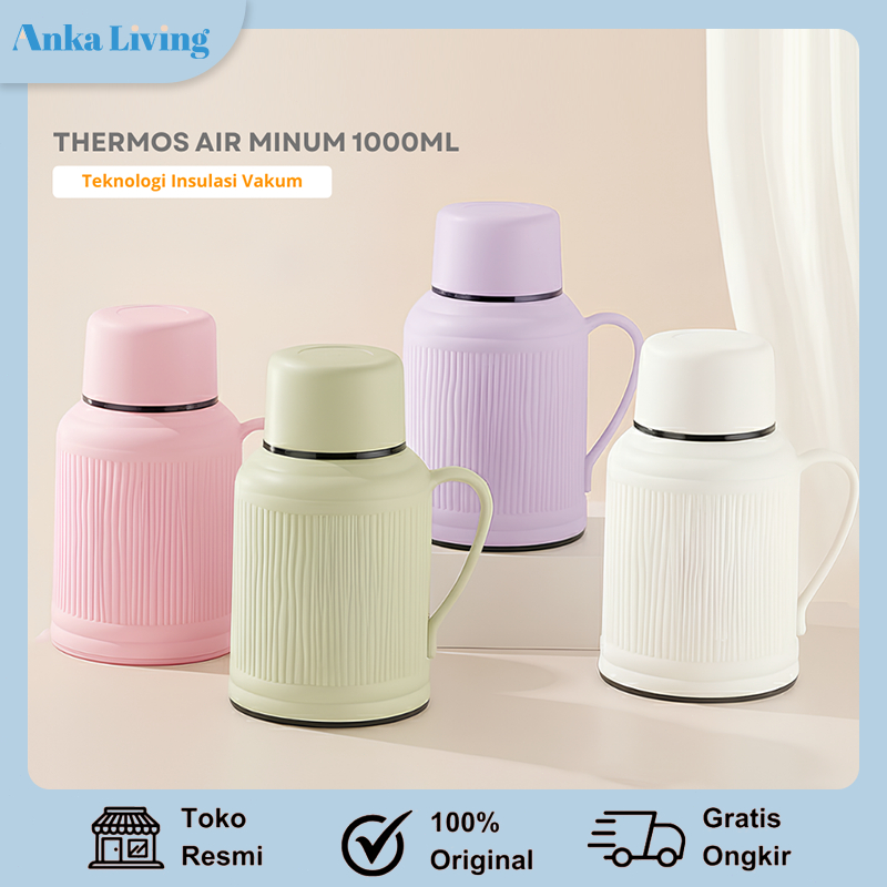 Anka Living 1L Termos Tahan Panas & Dingin 24 Jam Teko Air Panas Thermos Jug Cocok untuk Kopi & Teh