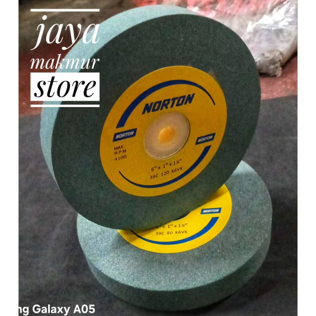 Batu asah gerinda duduk 6"inch NORTON hijau 6"x1"x1¼"