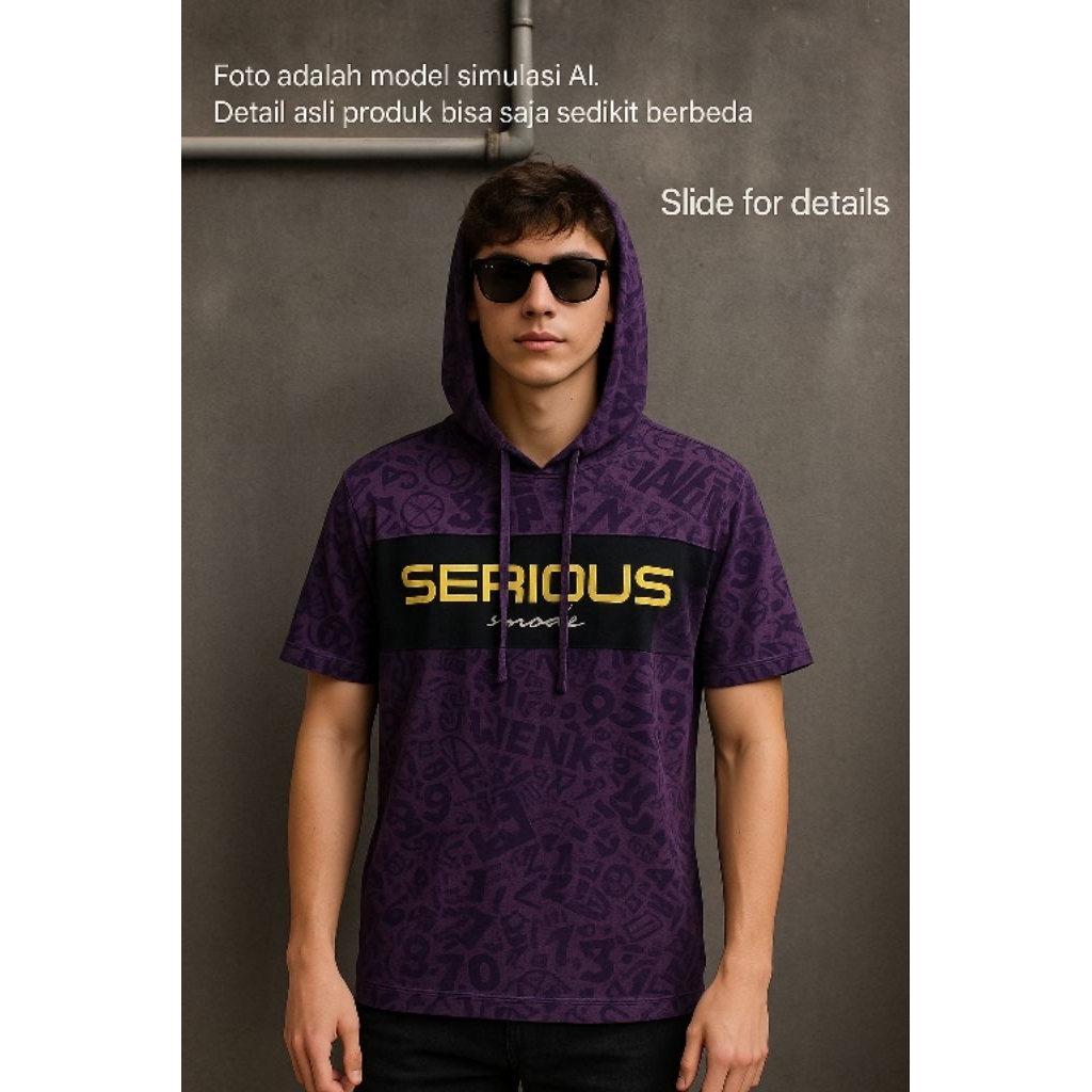 Casual Hoodie kaos lengan pendek BEAUMERE  size M fit L (P72 x L52)