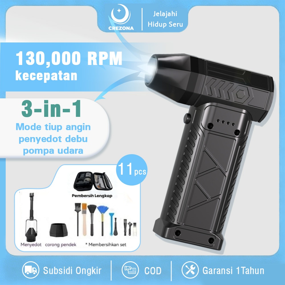 Kipas Genggam Turbo Portable USB Jet Fan Mini Angin 130000Rpm Set Pembersih Kotak Oxford Lampu FT09