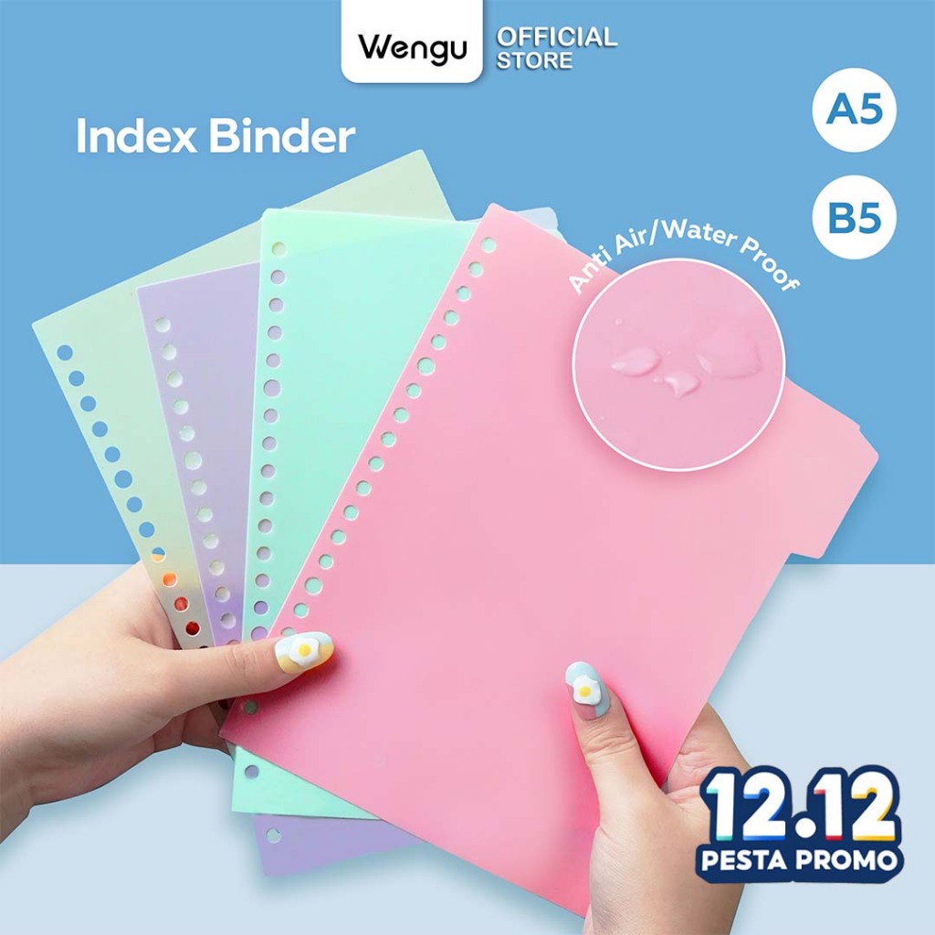 WENGU Index A5 B5 Pembatas Buku Binder Divider Warna Pastel Aesthetic A/B5-4P