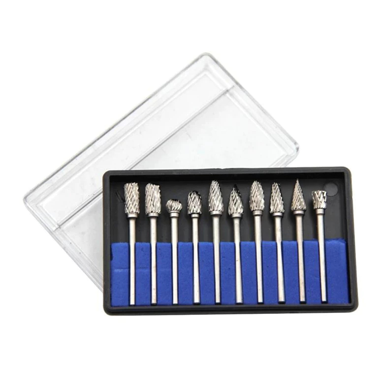 CASTA Set 10 PCS Mata Gerinda Mini Karbida – Rotary Tool untuk Pahat Kayu, Poles Logam, Menghilangka