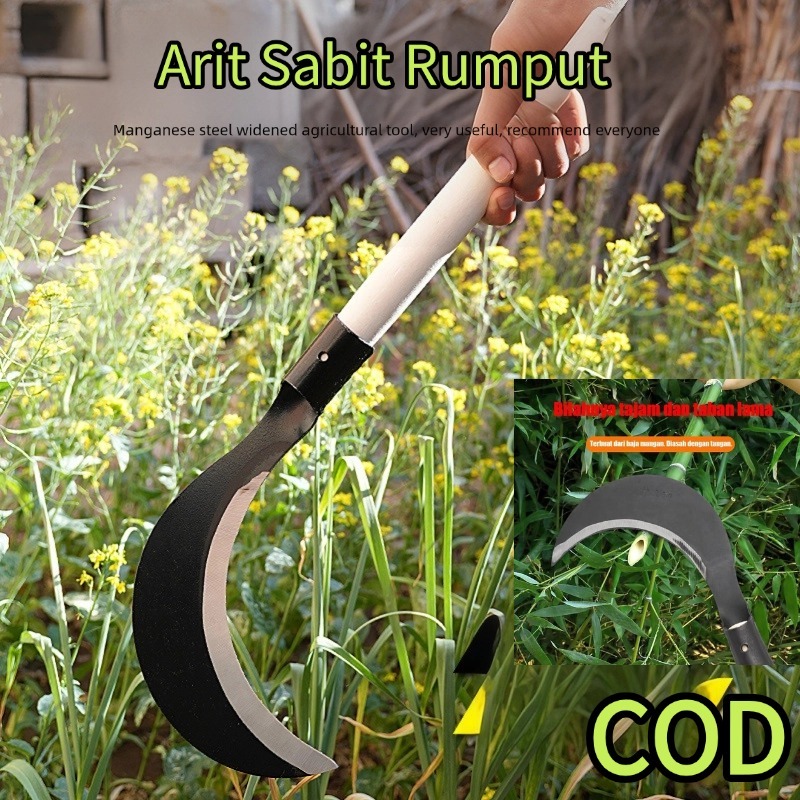 SABIT PANJANG - Untuk Kebun & Pertanian/ Alat Potong Rumput Portabel yang Efisien Gagang Kayu Jati K