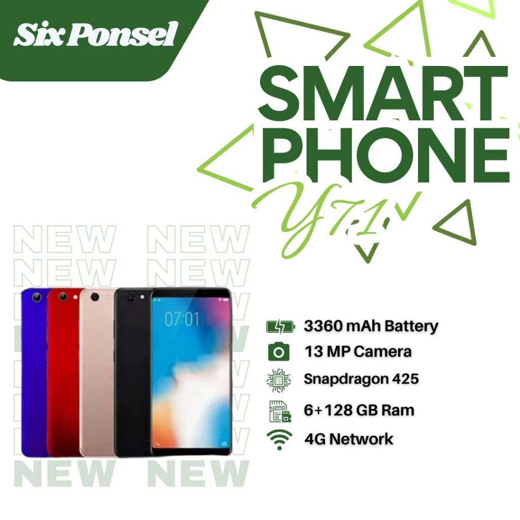 HP SMARTPHONE ANDROID VIVO Y71 RAM 6GB + 128GB BATERAY 3360mAh BERGARANSI 12 BULAN