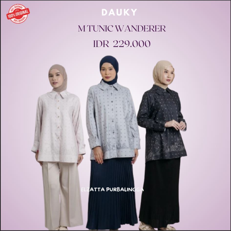 Dauky M Tunic Wanderer Tunik Couple Pasangan Tunik Wanita Bahan Katun Dauky Motif Elegan Terbaru