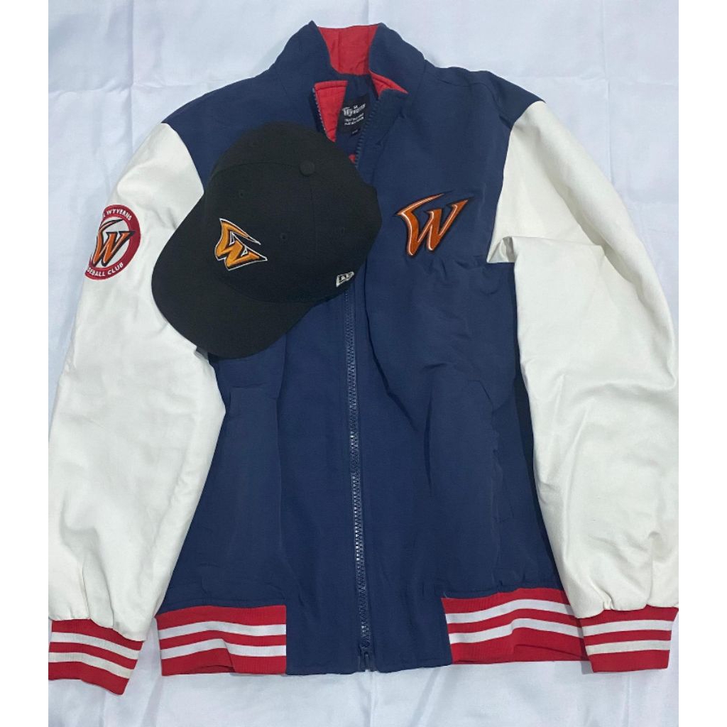 Jaket Varsity Baseball SK Wyverns Original Official biru navy tebal