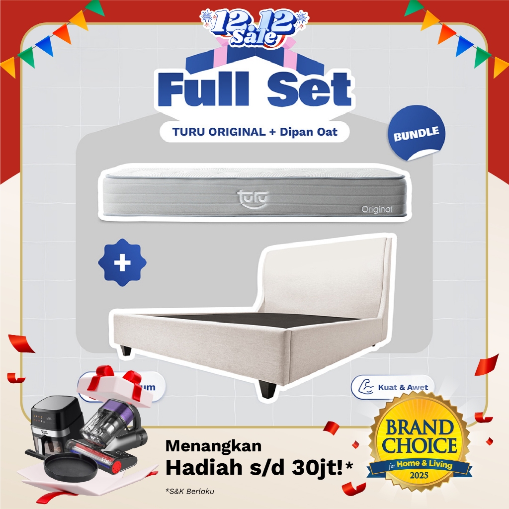 Set Bundle Pocket Spring Bed TURU ORIGINAL + Dipan PEANUT / OAT TURU - FULL SET TERMURAH TERLARIS
