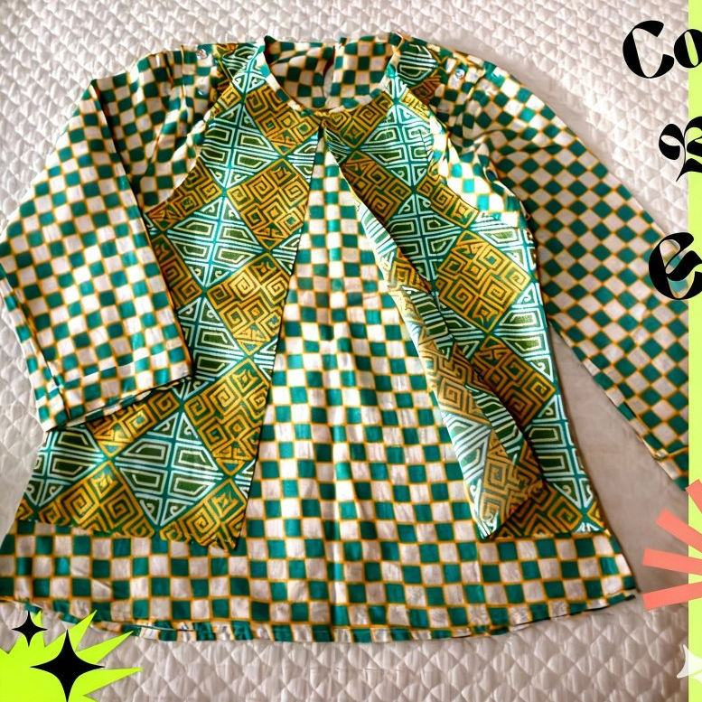 Baju Blouse Batik Motif Warna Hijau Kuning Pastel Katun | Batik Pekalongan