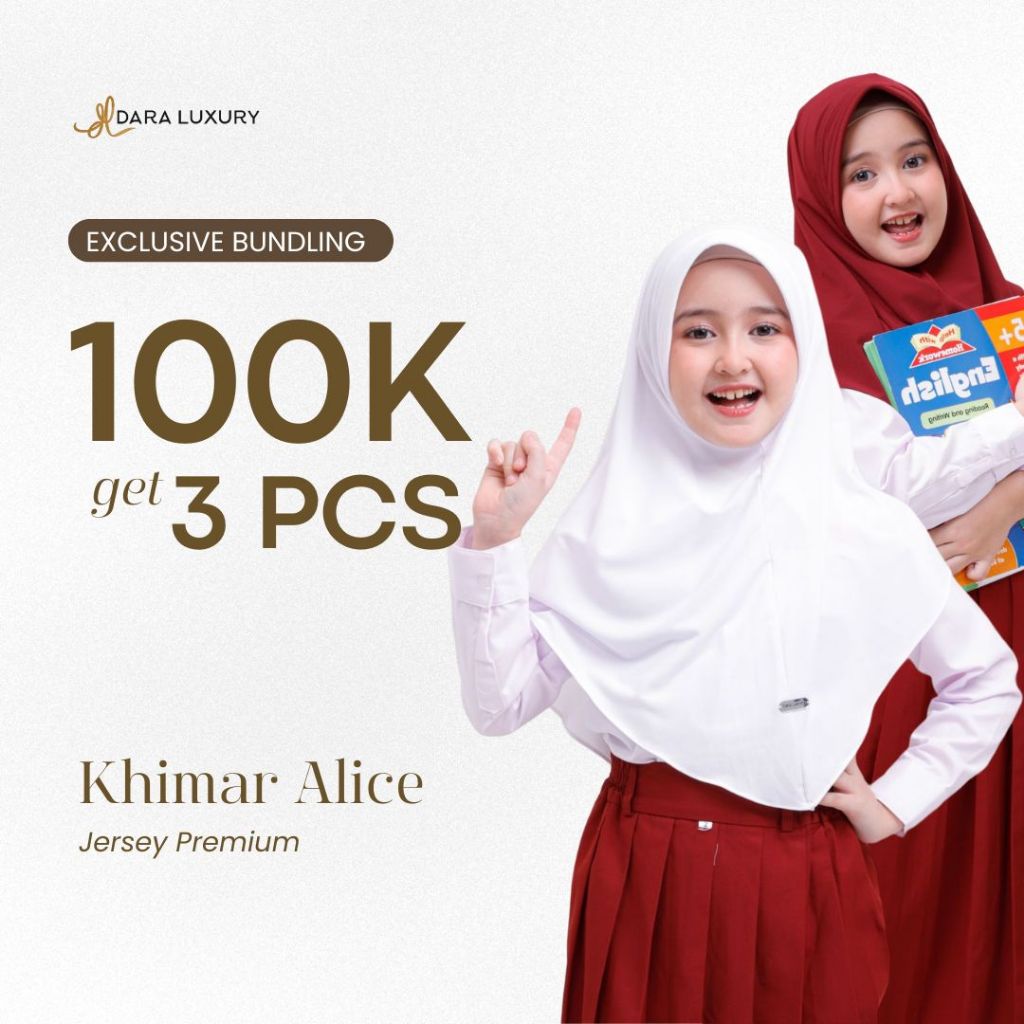 Dara Luxury | Alice | Jilbab Anak Instan Jersey Premium | Hijab Sekolah Anak 5-15 Th | Bergo Sekolah