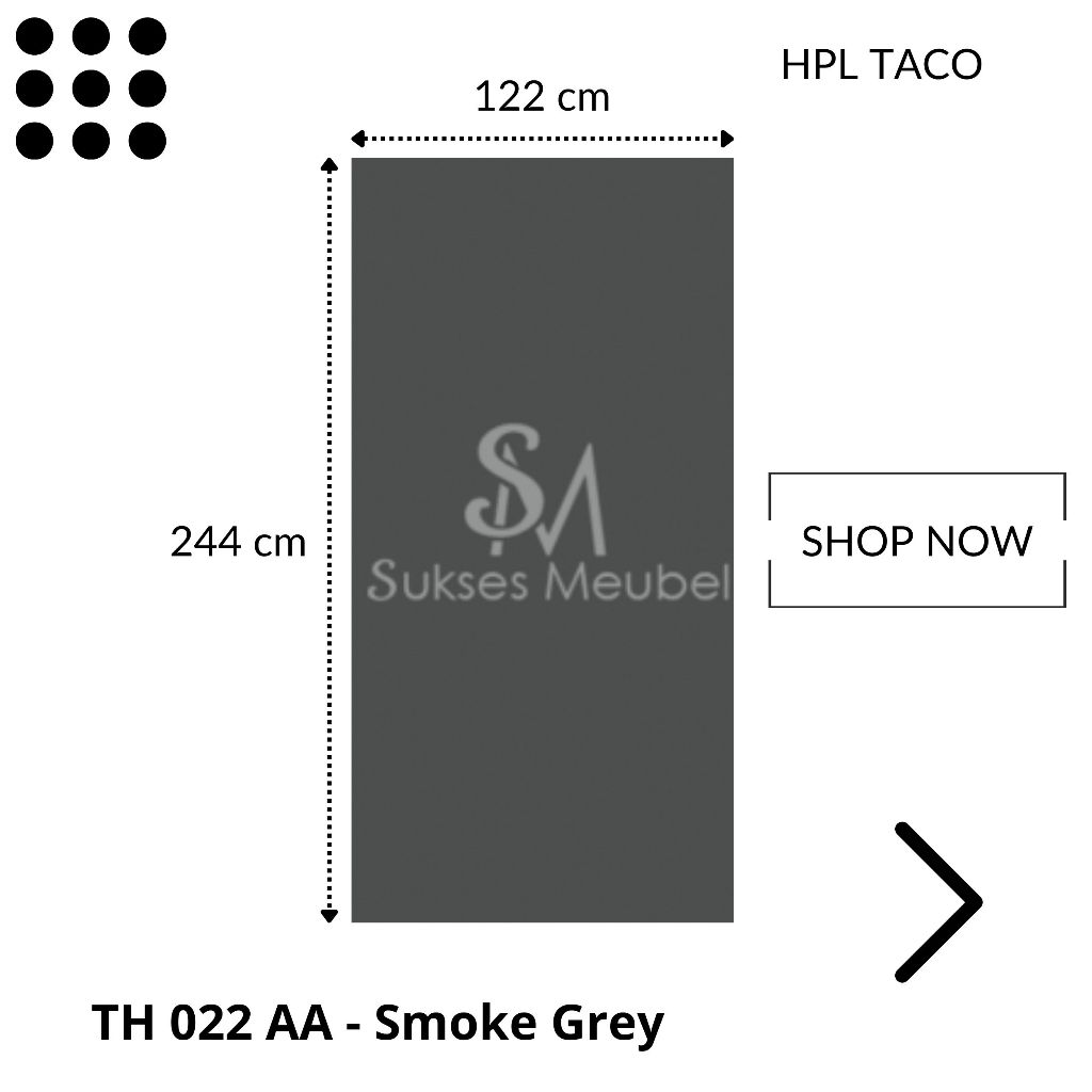 TACO HPL Solid TH 022 AA - Smoke Grey | Per 1 Lembar Ukuran 122cm x 244cm