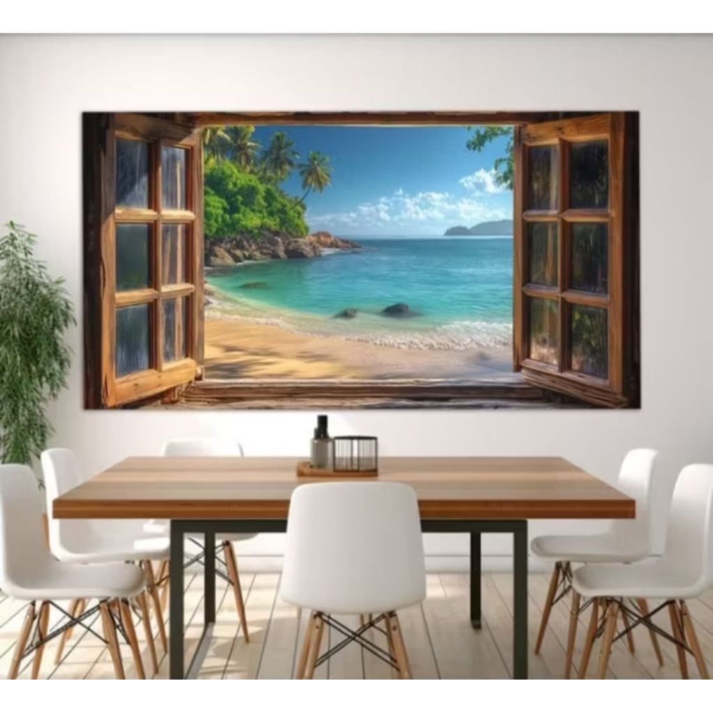 Lukisan Pemandangan Laut 3D Minimalis Modern