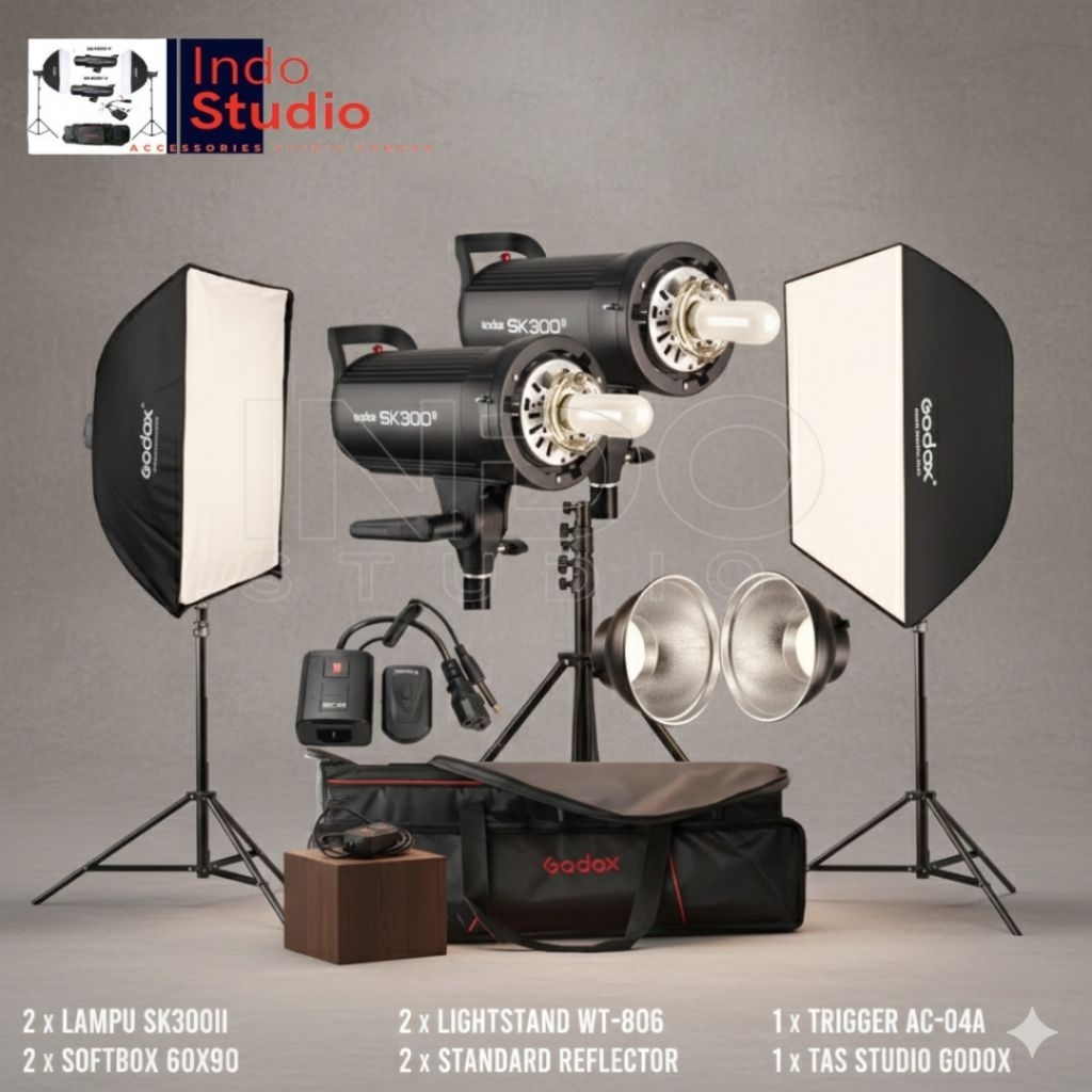 [INDOSTUDIO] paket Lampu Godox Sk300II/Godox SK 300II 100% produk baru