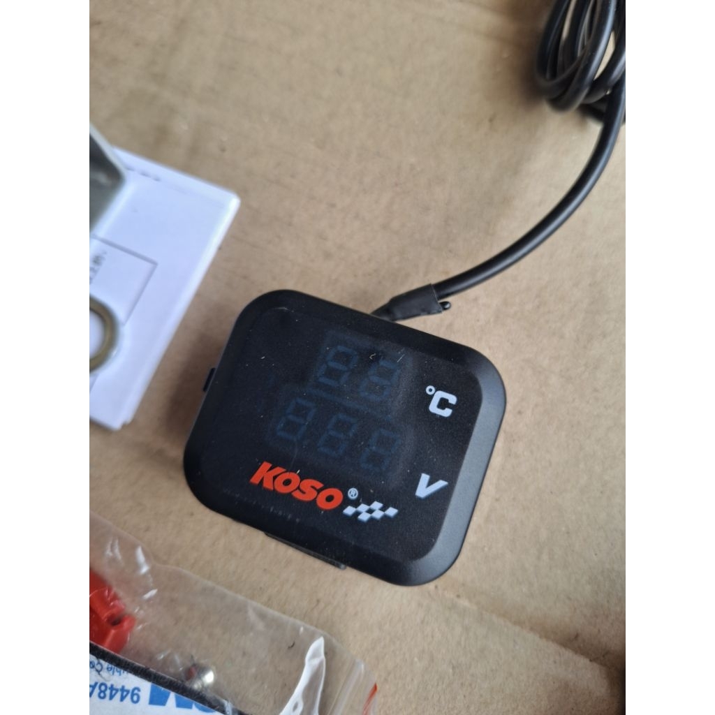 Voltmeter Koso 3 in 1 USB Charger Universal Semua Motor Anti Air Original Termometer DigitalJam Suhu