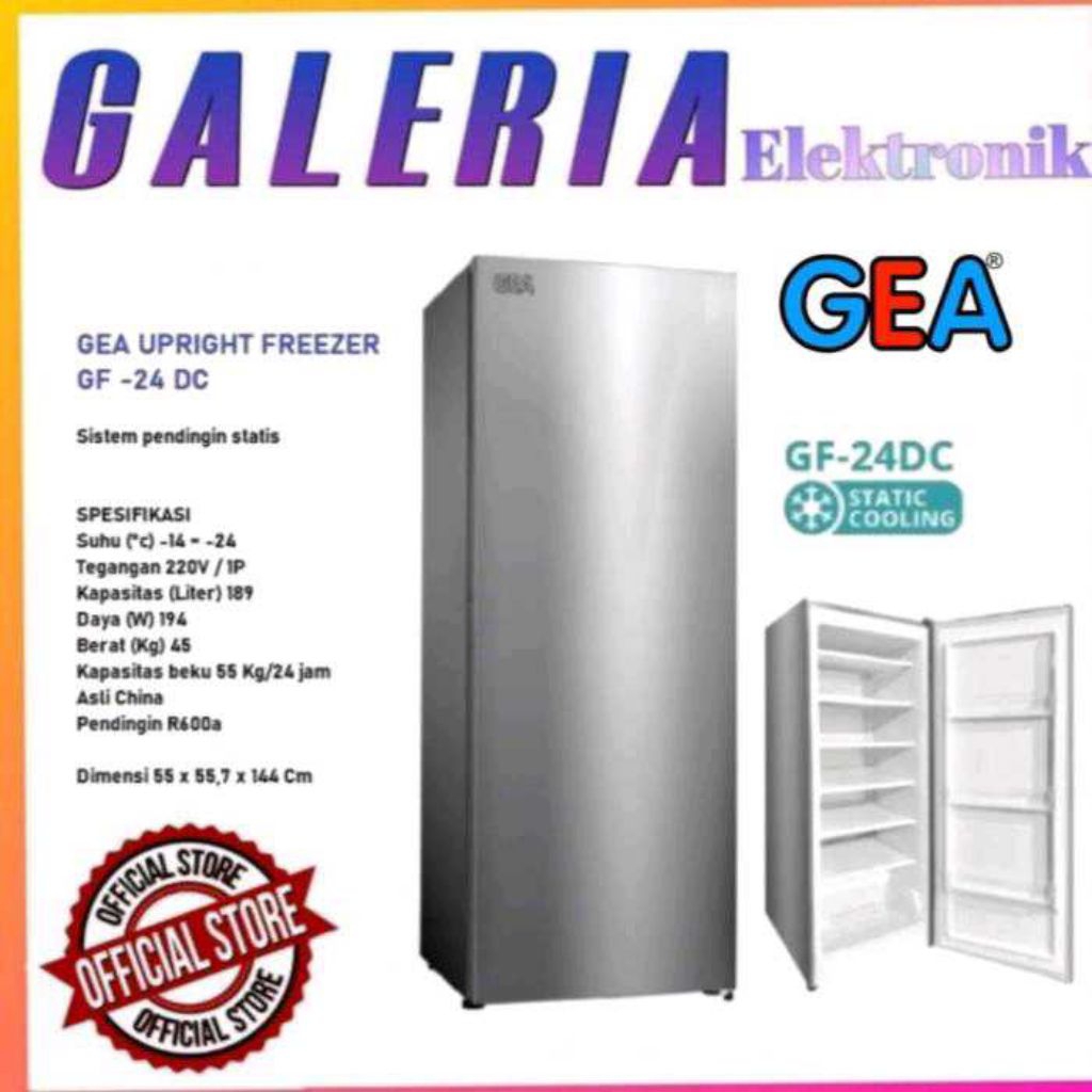 GEA UPRIGHT FREEZER GF 24 DC GF24DC 24DC LEMARI KULKAS PEMBEKU