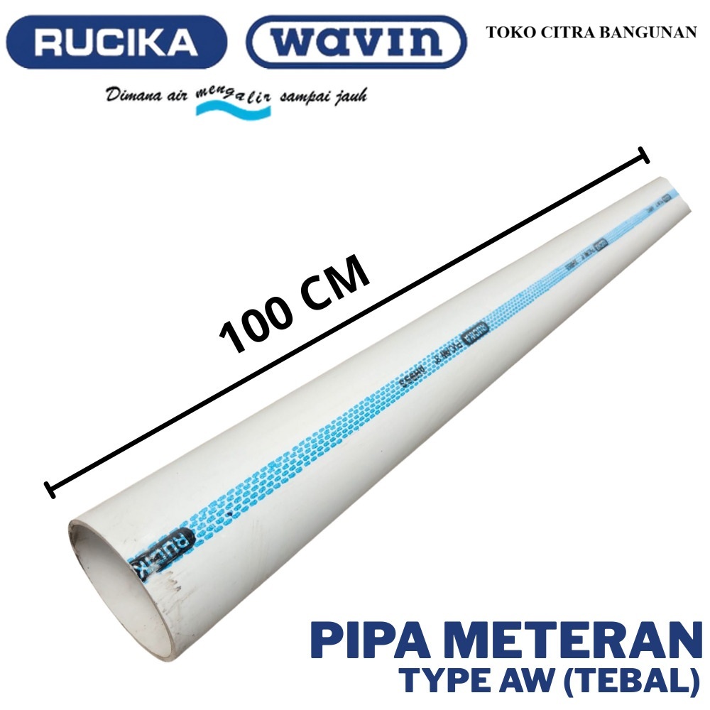 Pipa PVC AW 1 1/4 Inch Rucika Meteran Pipa Paralon 1 Meter Pipa Pralon Wavin Potongan Per Meter Teba