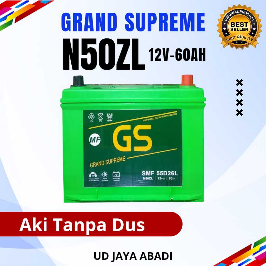 Aki Mobil GS Grand Supreme TANPA DUS N50ZL 12V 60Ah