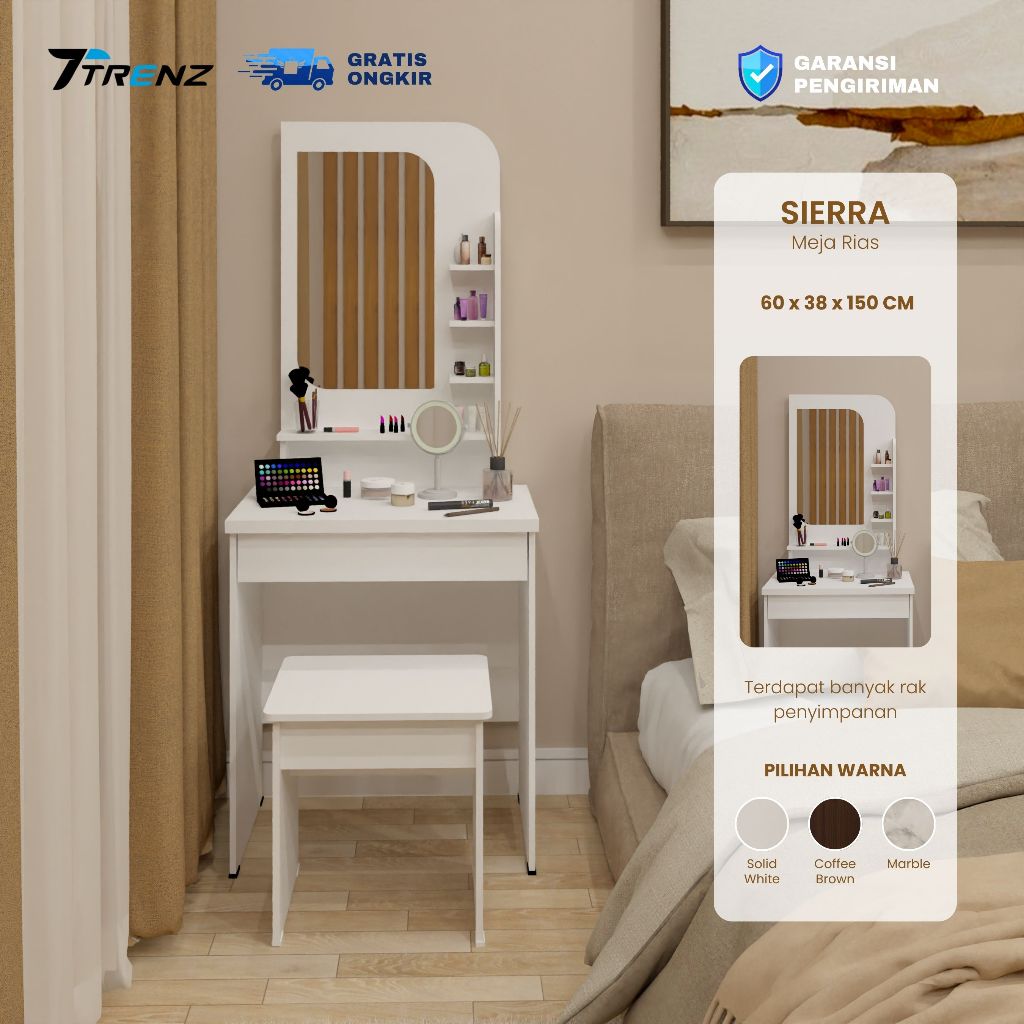 Trenz Furniture - Meja rias Minimalis dan kursi cantik Meja rias cermin Termurah Sierra