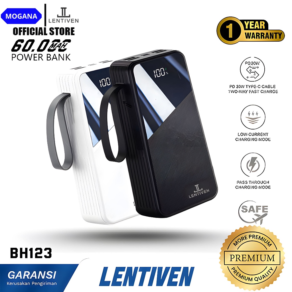 BESTPROMO MOGANA LENTIVEN POWERBANK 60000MAH 4USB FAST CHARGING BH123