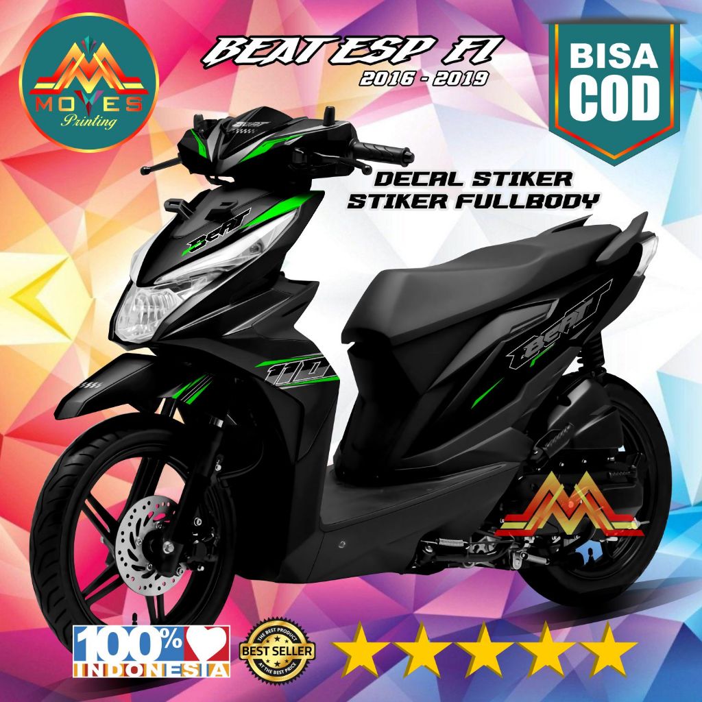 Decal stiker Beat Esp fi full body Hitam racing stiker motor beat 2016-2019 full body