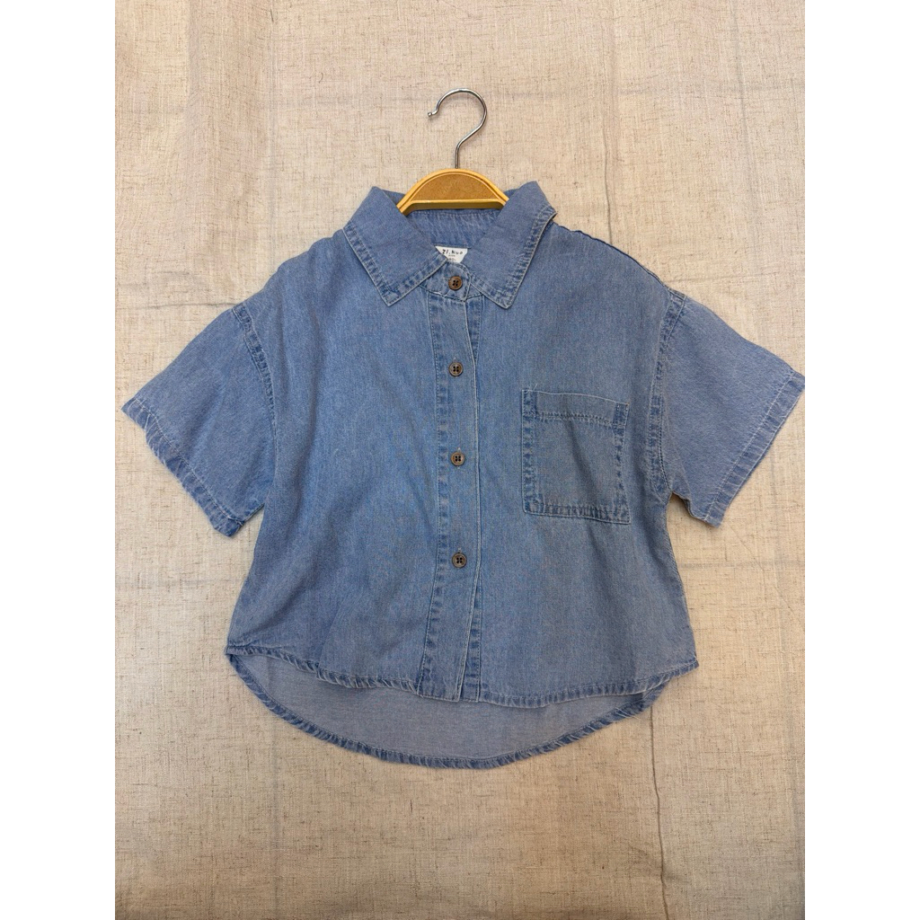 289100 kemeja jeans denim anak biru muda