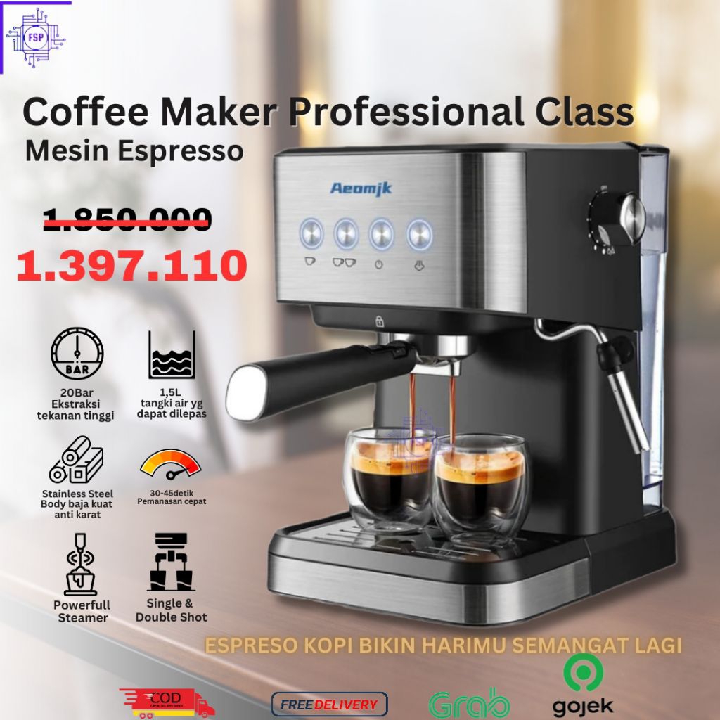 AEOMIK - MESIN KOPI ESPRESSO 20 BAR COFFEE MAKER AUTOMATIC MACHINE ITALIAN