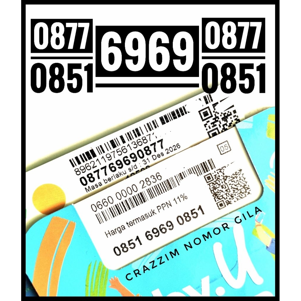 Nomor Cantik Byu. Kartu Perdana Cantik by.U ABABCDCD 6969. No Cantik Couple XL. 0877. Kartu Perdana 