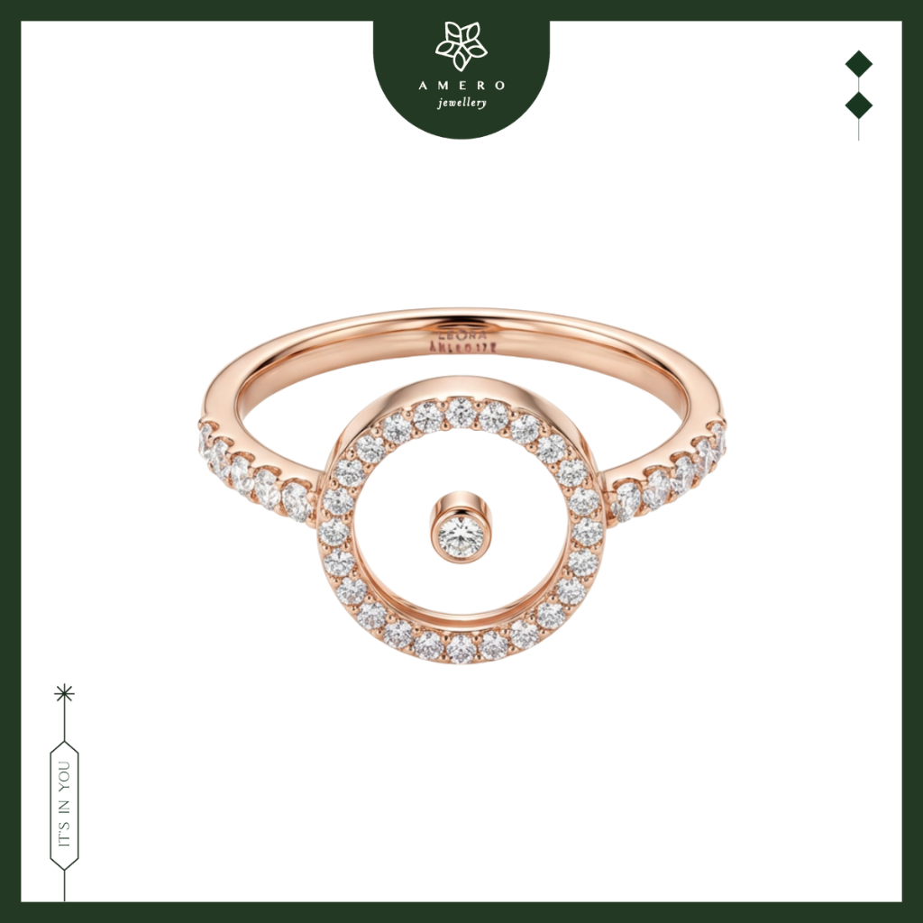 Cincin Emas Rose Gold 17K Leora LR-51 Amero Jewellery