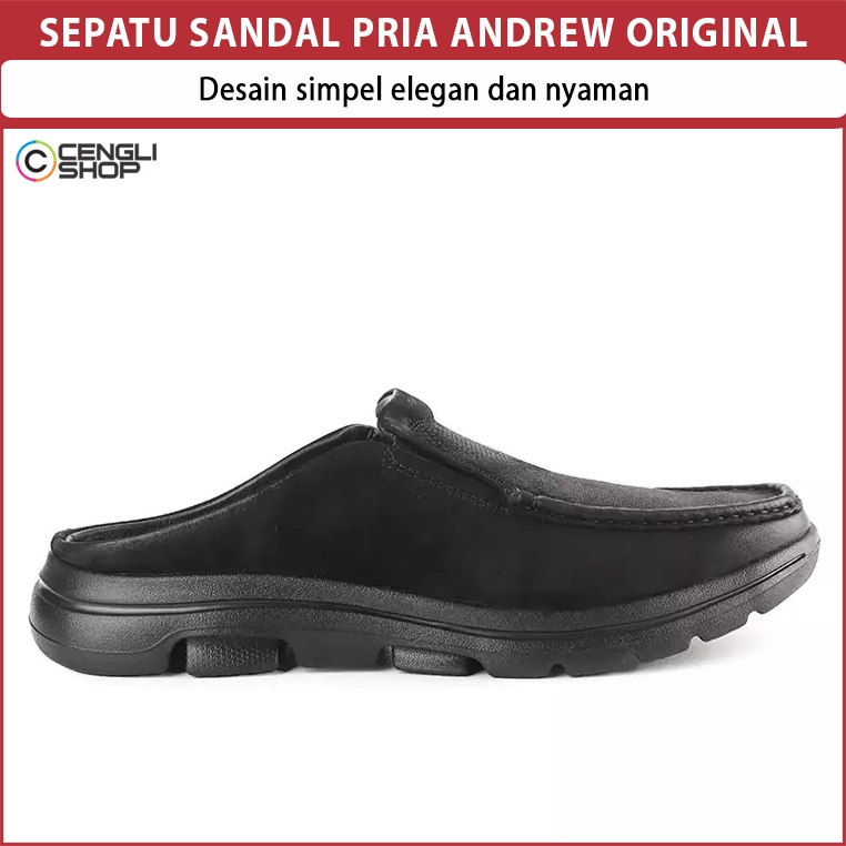 SEPATU SANDAL PRIA ANDREW ORIGINAL SENDAL SLIP ON SLOP SELOP KASUAL BRANDED KULIT ASLI SIMPEL ELEGAN