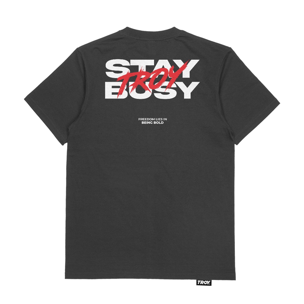 Troy Company T-shirt Dark Grey Boldness - Kaos Lengan Pendek Kaos Abu Gelap MTD 3478