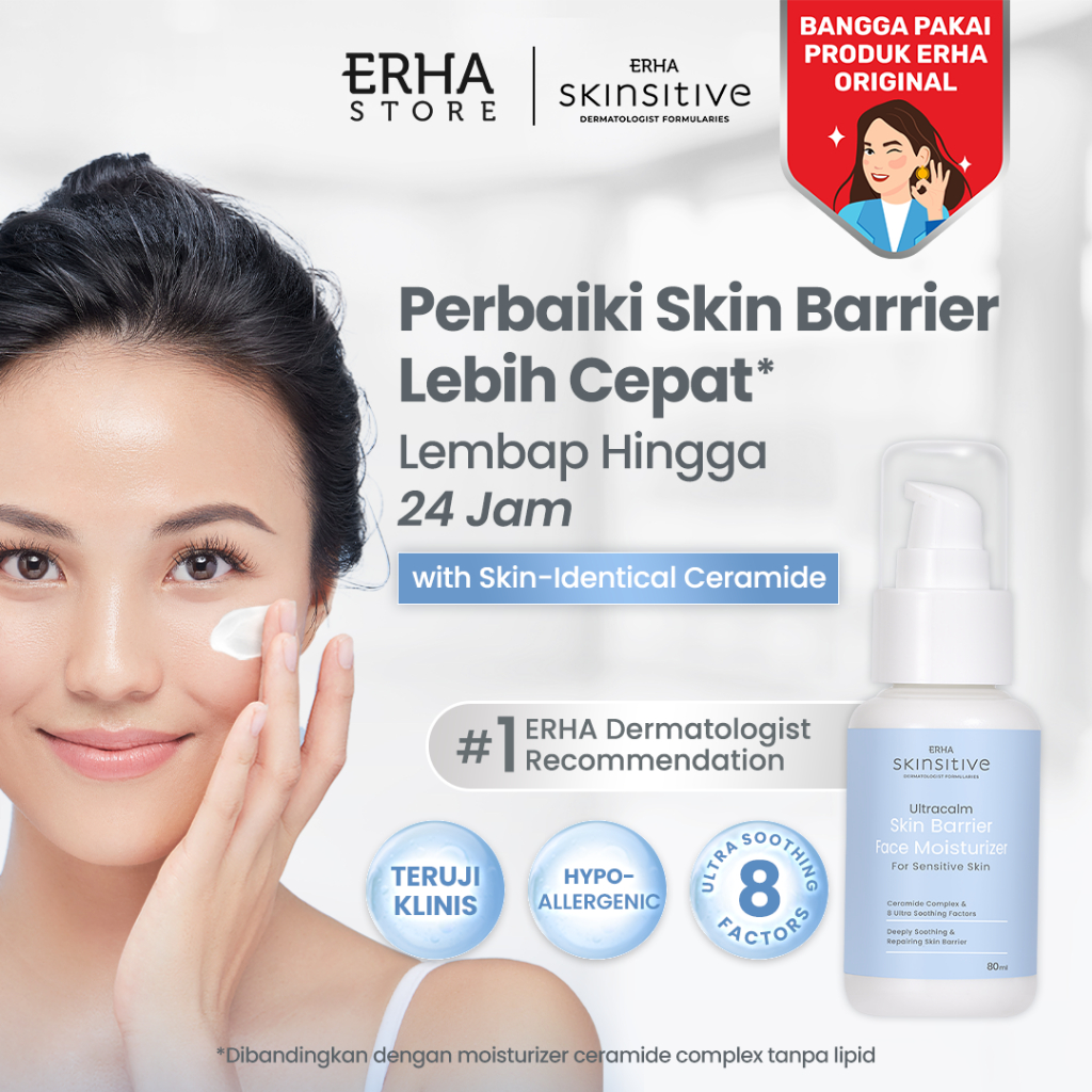 ERHA Skinsitive Ultracalm Skin Barrier Moisturizer 80ml | Pelembap Wajah Semua Jenis Kulit (Normal, 