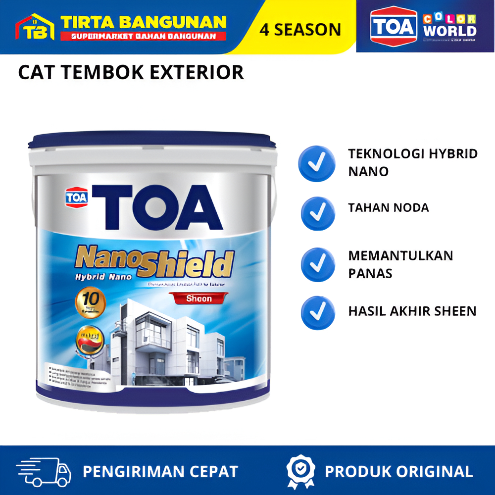TOA NANOSHIELD SHEEN BRILLIANT WHITE 2.5 LT CAT TEMBOK EXTERIOR