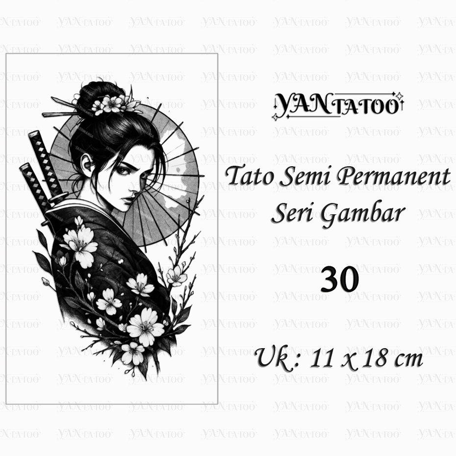 YanTatoo - Stiker Tato Semi Permanen Tahan Lama Uk 11x18cm Seri Gambar 30