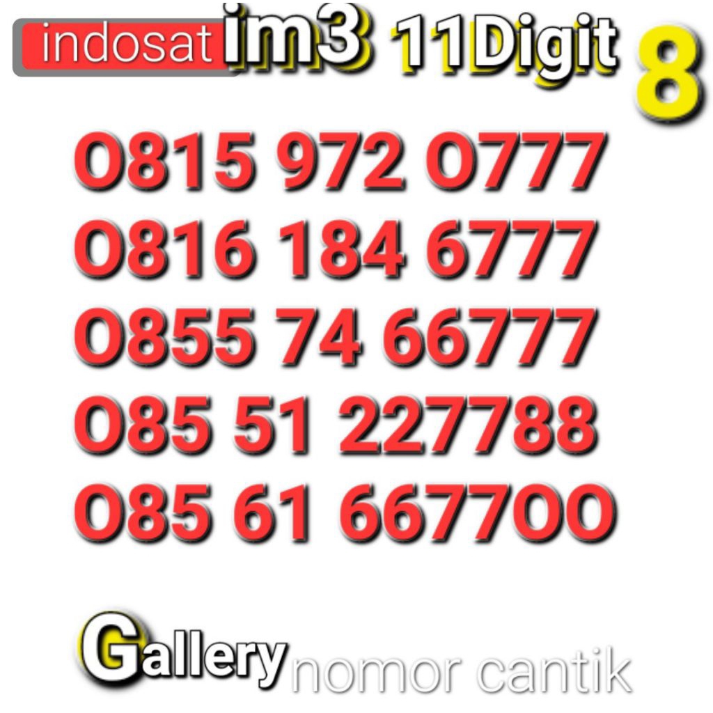 NOMOR CANTIK IM3 11DIGIT O777 6777