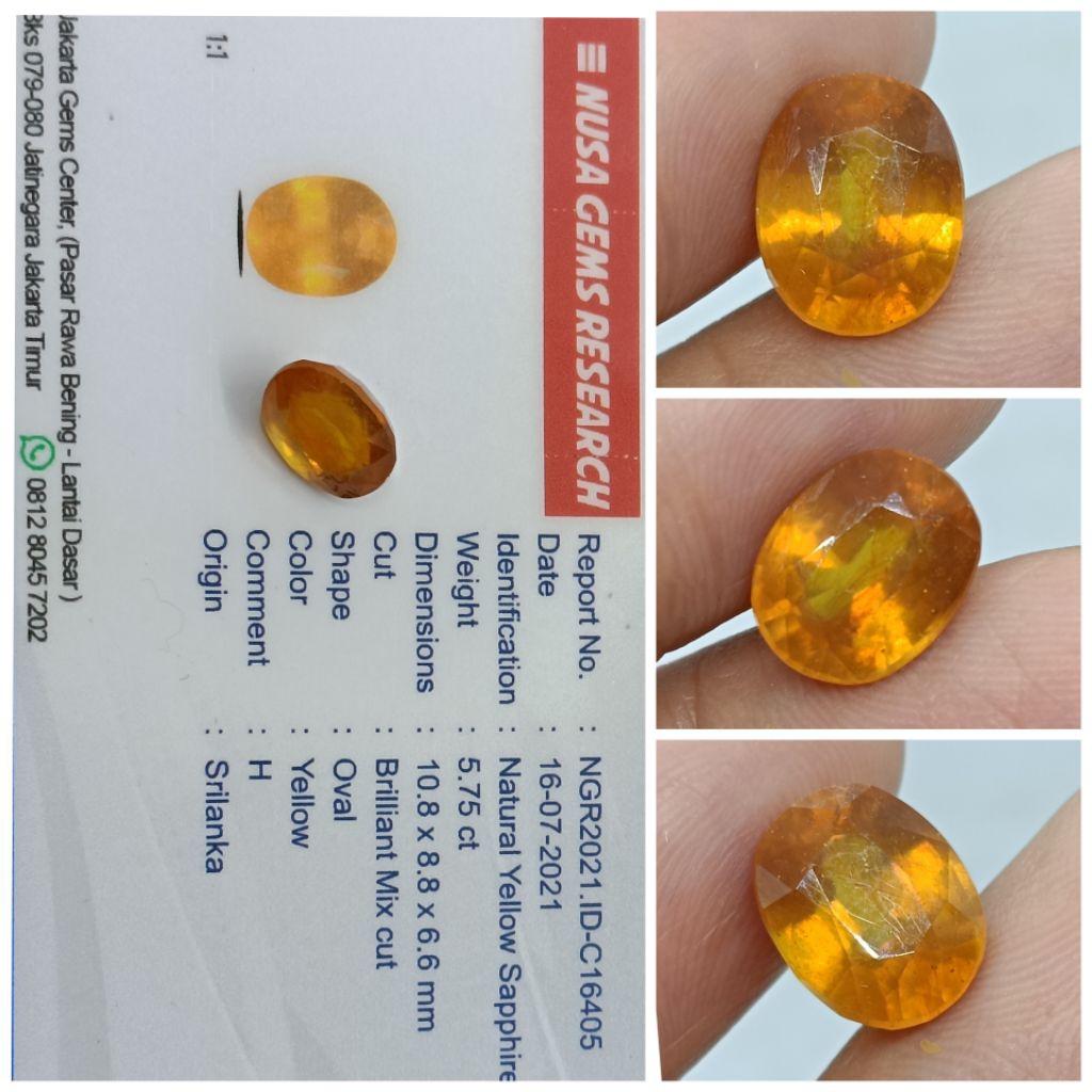 Natural Yellow Sapphire kristal 5,3ct Safir Tanzania memo NGR