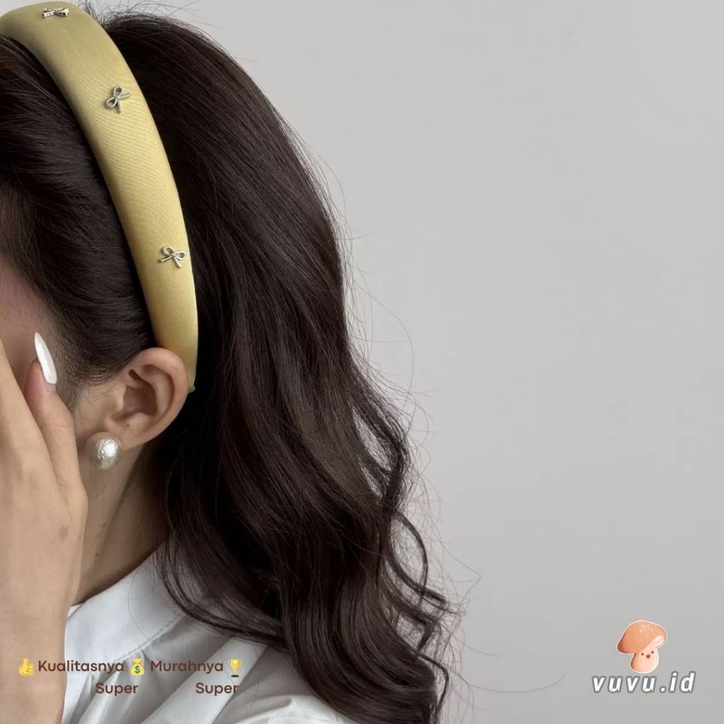 Bando rambut kerut lebar satin besar / bandana rambut wanita satin Pita