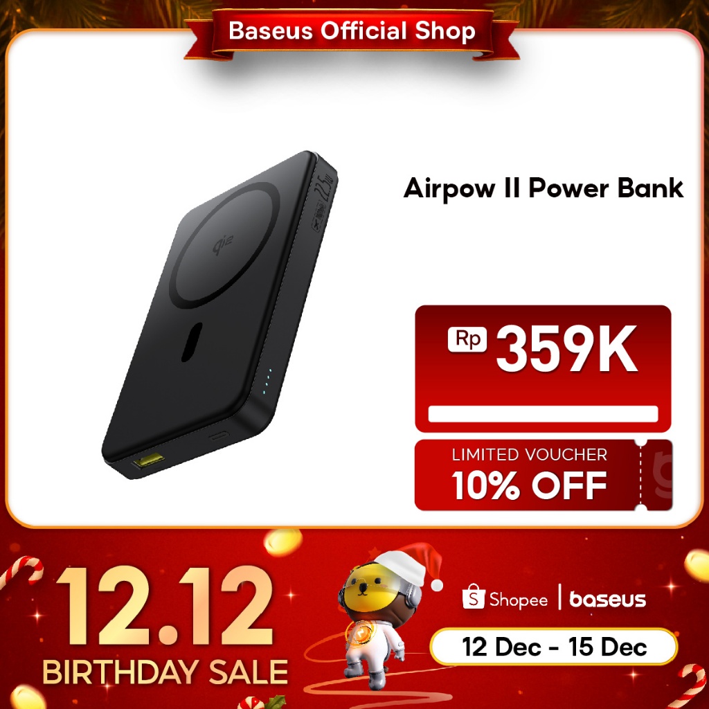 Baseus Airpow II Qi2 Magnetic Power Bank 10000mAh 22.5W Fast Charging Powerbank Wireless