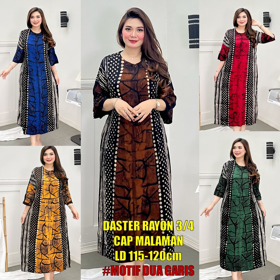 Daster Rayon Premium Daster Dress Lengan 3/4 Cap Malaman Daster Payung Ld 115 Panjang Baju 125