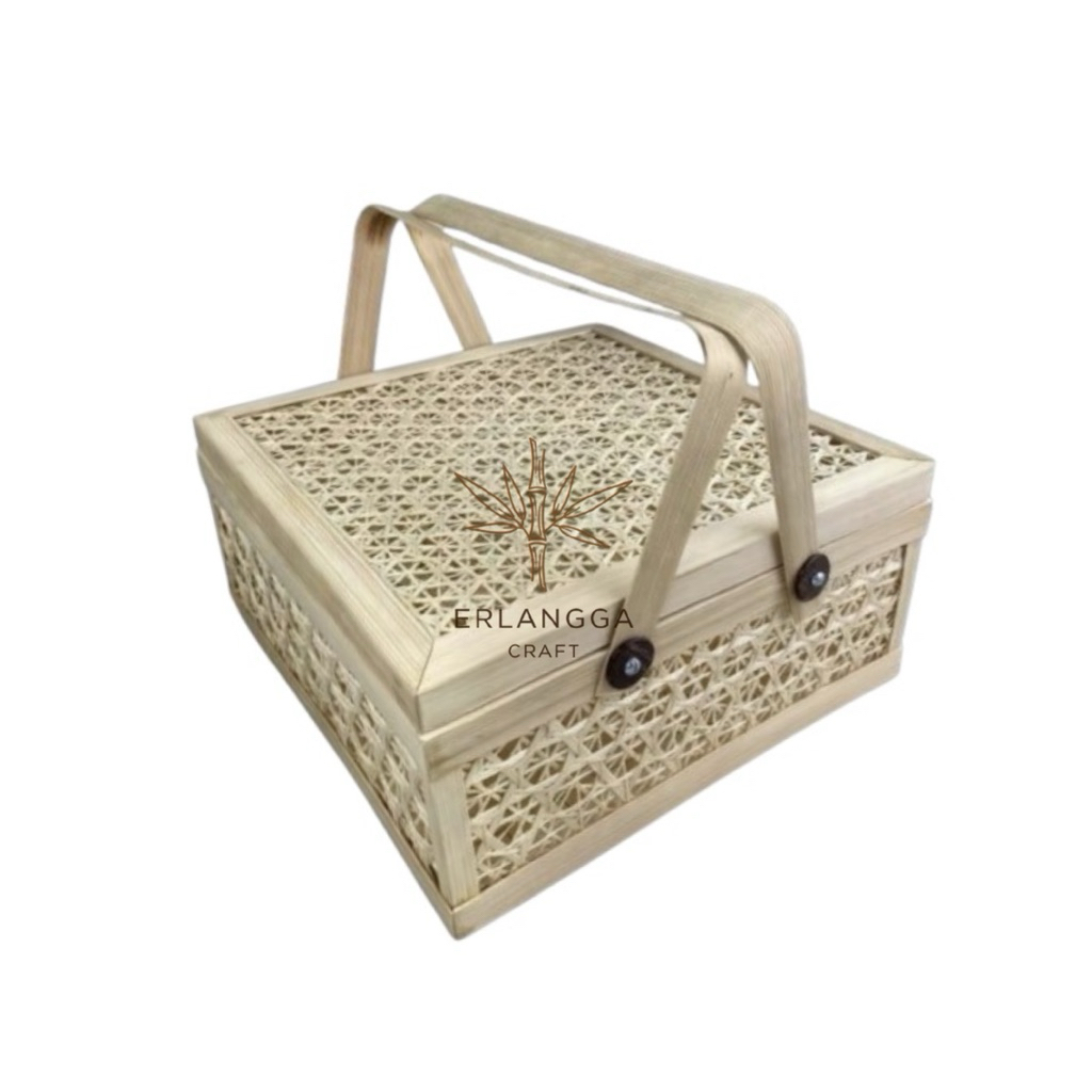 Rantang Hampers Box Bambu Motif Truntum - Rantang Box Bambu - Rantang Hampers