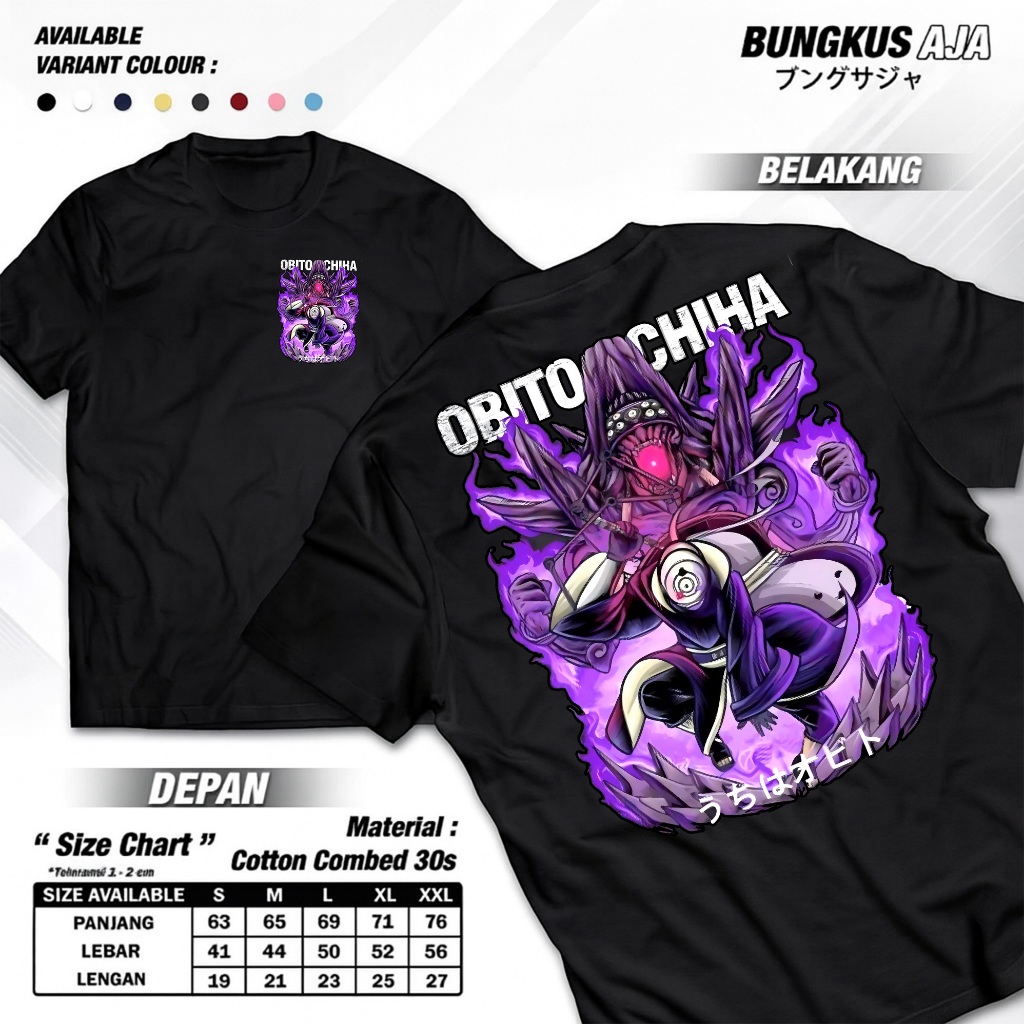 Kaos Anime Naruto Obito Uchiha - kaos Distro Obito Uchiha Jubi Mode - Atasan Cotton DEWASA PRIA