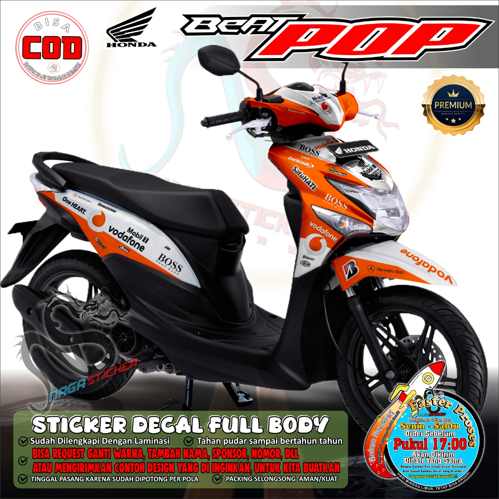 Bisa COD Decal Sticker Full Body HONDA BEAT POP Motif POLOS KD3601 DESAIN Bisa Custom