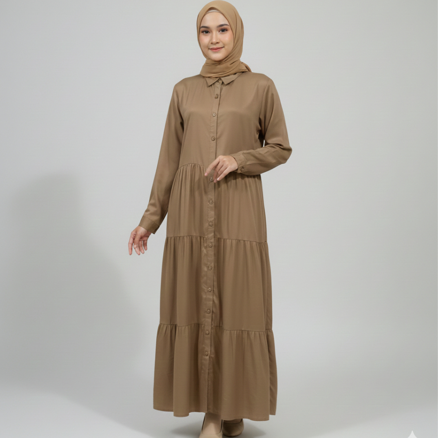RILLEY - Gamis Dira | Dress Panjang Muslim Wanita Rayon Twill