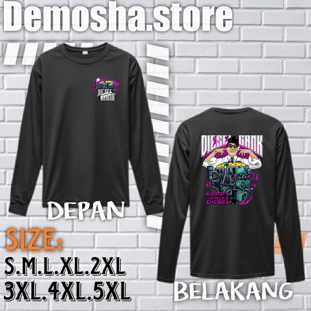 Kaos Lengan Panjang Otomotif Diesel Gank Smoke | Kaos Cotton Combed 24's Pria Wanita Keren | Kaos Di