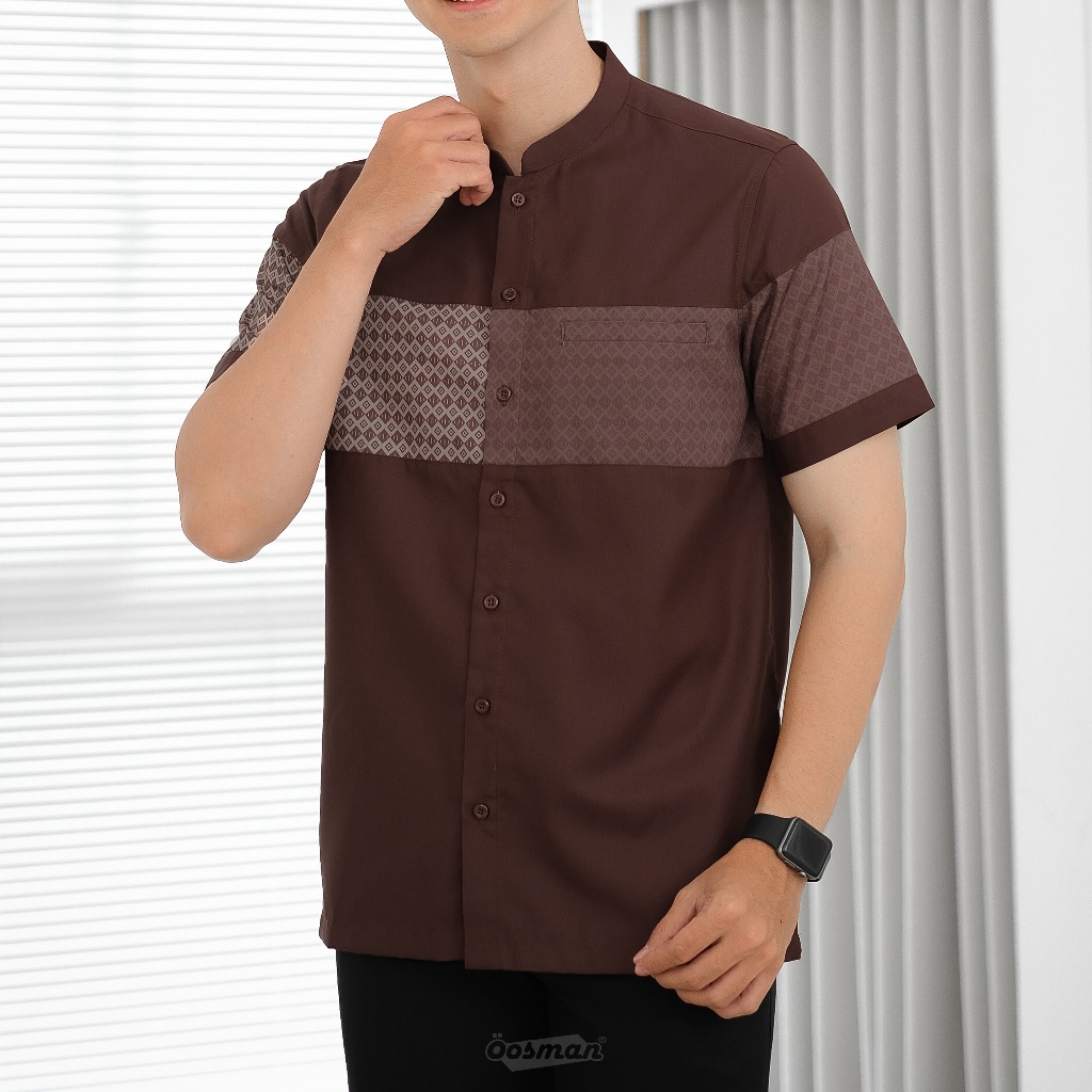 Oosman - Koko Amin Kemeja Koko Pria Lengan Pendek Premium Mahogani | Burgundy | Putih | Hitam | Krem
