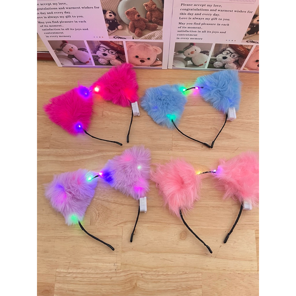 MB Bando Bulu Lampu motif Kuping Kucing / Bando LED kuping kucing / Bando lucu korea