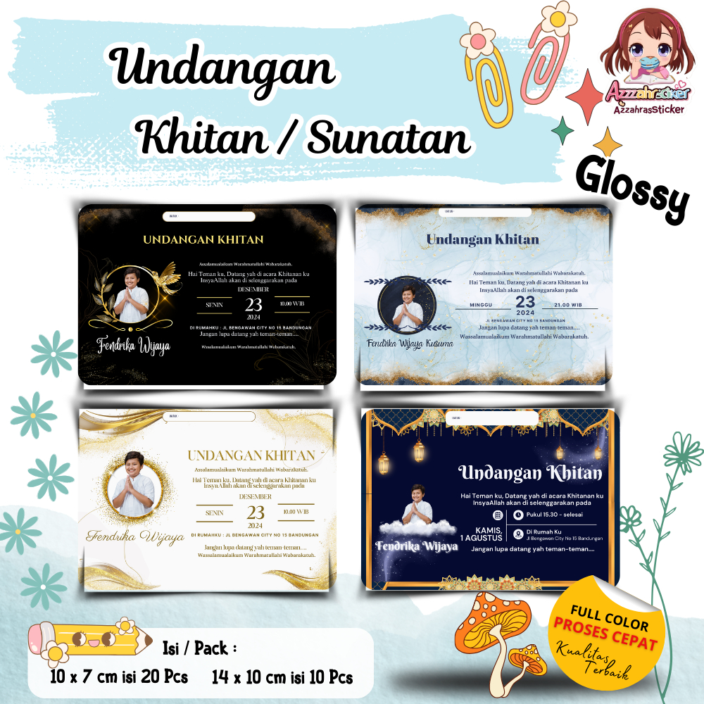 ( isi 20pcs,10pcs) P5 Undangan Khitan/Sunatan untuk anak-anak