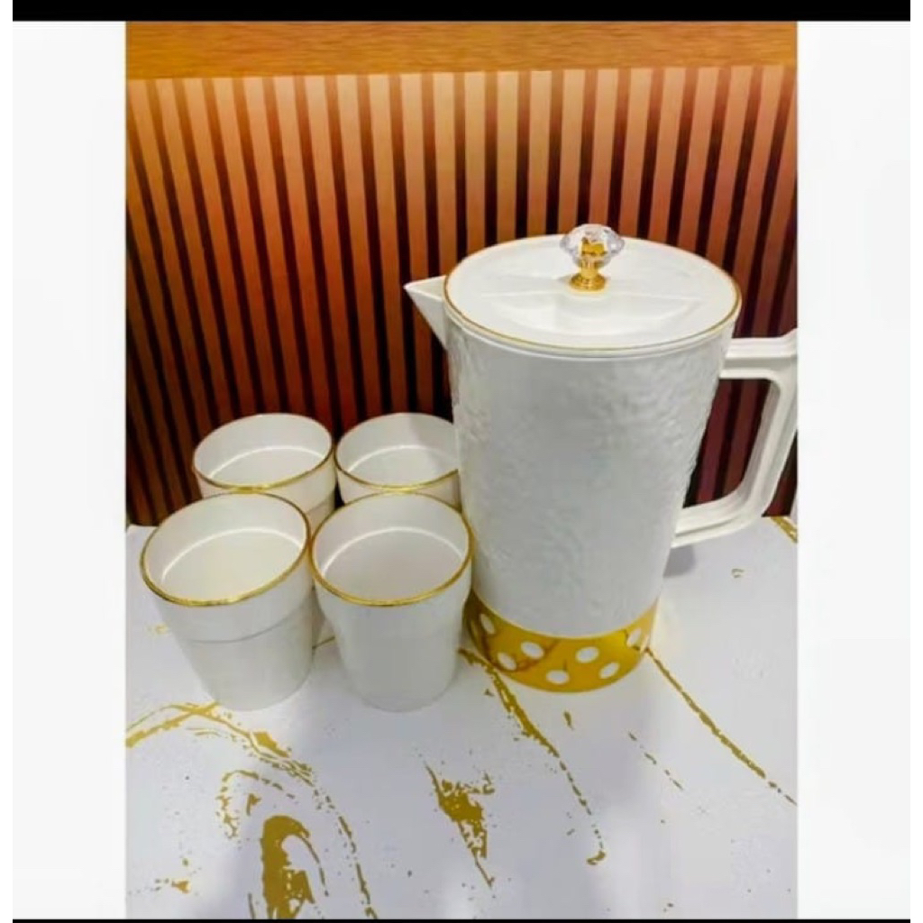 Teko Air Set 5 In 1 Ceret air Plastik Tempat Air Mewah Estetik Wadaha Air Minimalis Tutup Rapat Anti