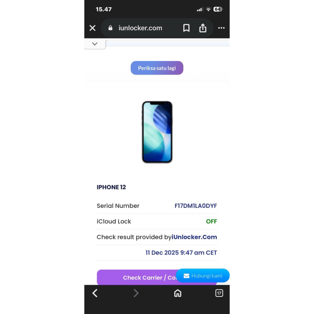 Mesin iPhone 12 64gb inter minus ic baseband