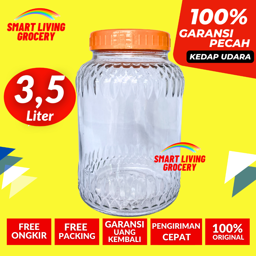 TOPLES KACA KEDAP UDARA 3,5 LITER TOPLES BOTOL JAR TEMPAT WADAH PENYIMPANAN KEDAP UDARA LEBARAN TUTU