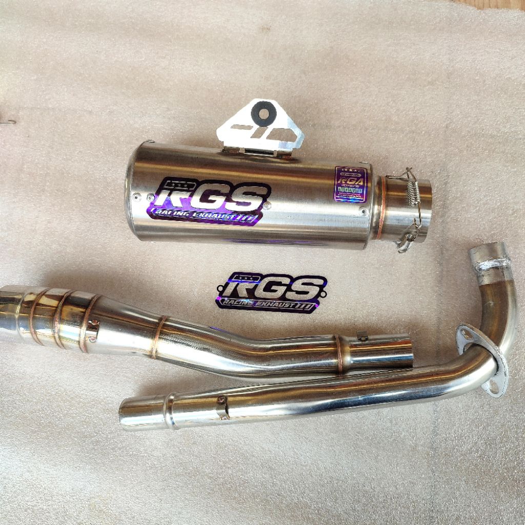 KNALPOT RGS ORIGINAL DPJ GP1 SARANGAN SETENGAH DAN FULL PNP ALL BEBEK JUPITER VEGA ASTREA GRAND PRIM