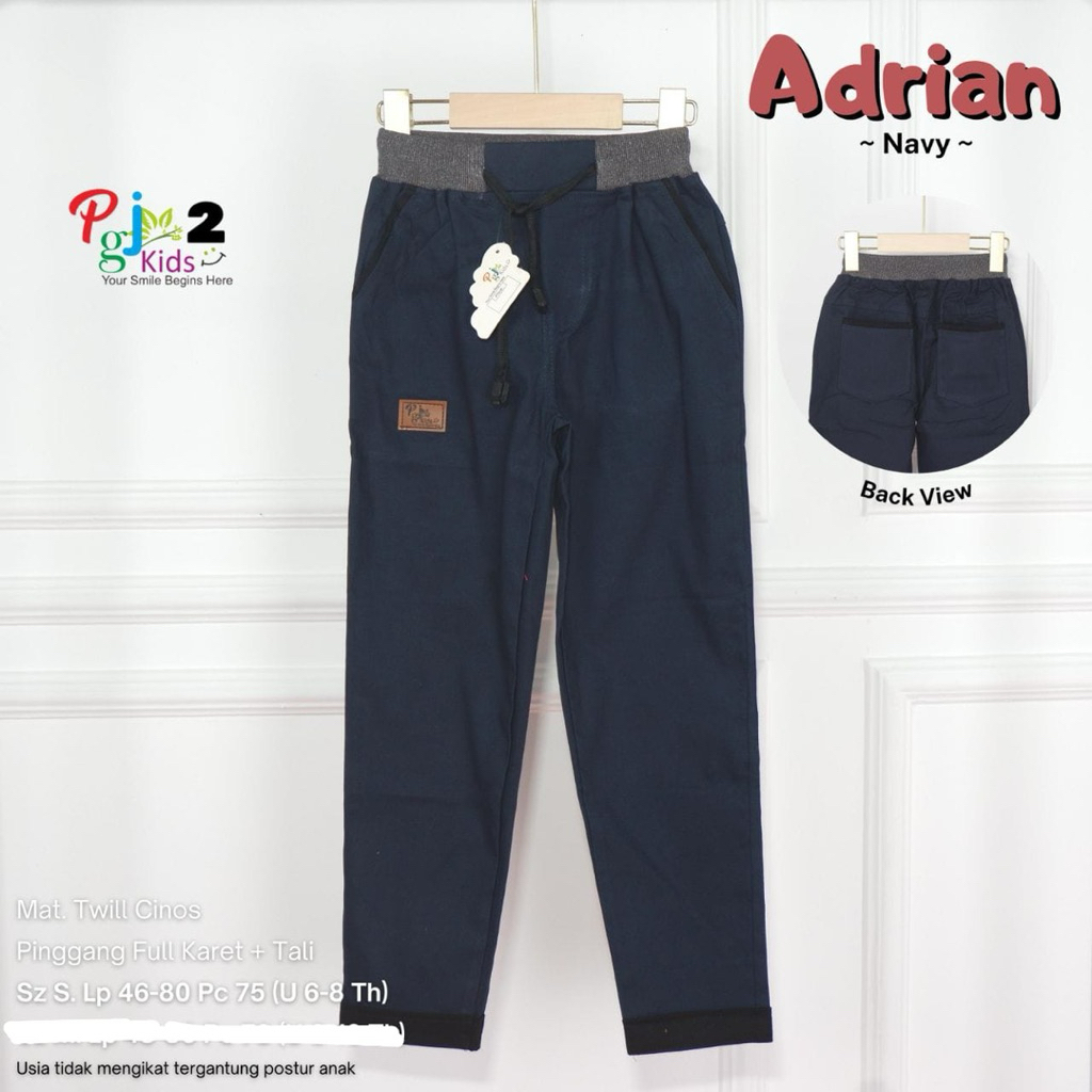 Celana Panjang Anak Laki Laki Cowok Original Pgj Kids Twill Cinos Premium Pinggang Karet Serut Tali 